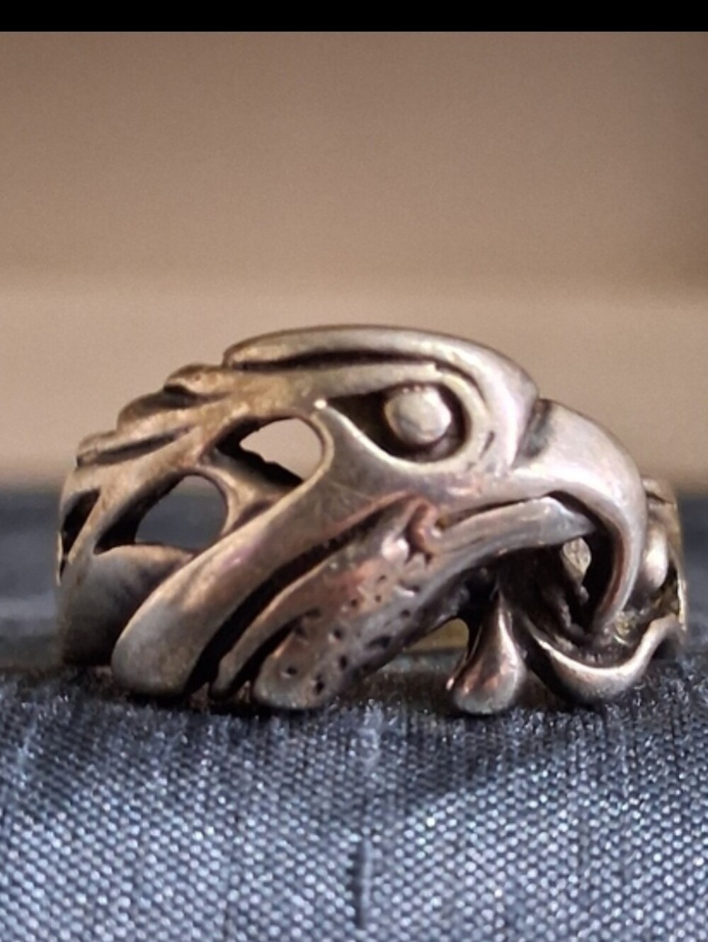 Vintage 925 Sterling Silver Men's Unisex Eagle Raven Native American Ring 11.5